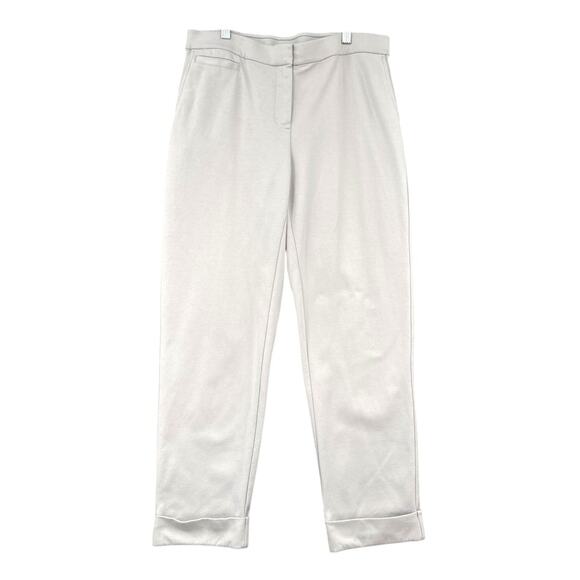 J.Jill Light Gray Cotton Cuffed Hem‎ Side Pockets Classic Ponte Pants Small - Picture 1 of 8